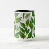 Nahtloses Muster mit Blätter aus grünem Tee Tasse (Zentrum)