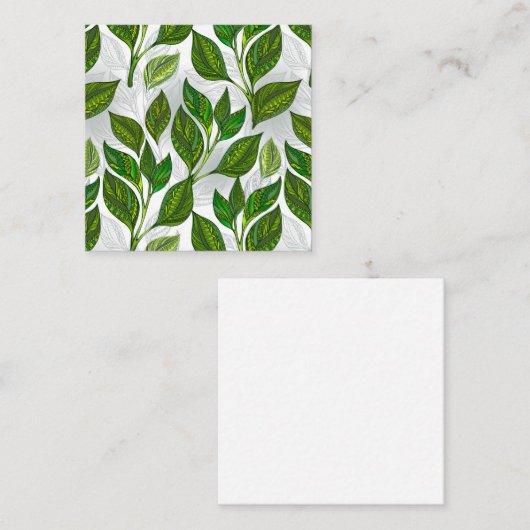 Nahtloses Muster mit Blätter aus grünem Tee Telefonnummerkarte (Vorne/Hinten)