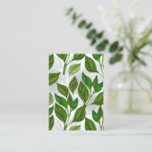 Nahtloses Muster mit Blätter aus grünem Tee Telefonnummerkarte (Stehend Vorderseite)