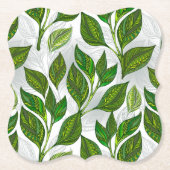 Nahtloses Muster mit Blätter aus grünem Tee Untersetzer (Vorderseite)