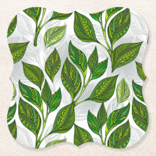 Nahtloses Muster mit Blätter aus grünem Tee Untersetzer