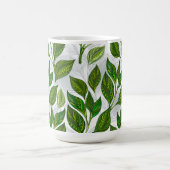 Nahtloses Muster mit Blätter aus grünem Tee Verwandlungstasse (Zentrum)