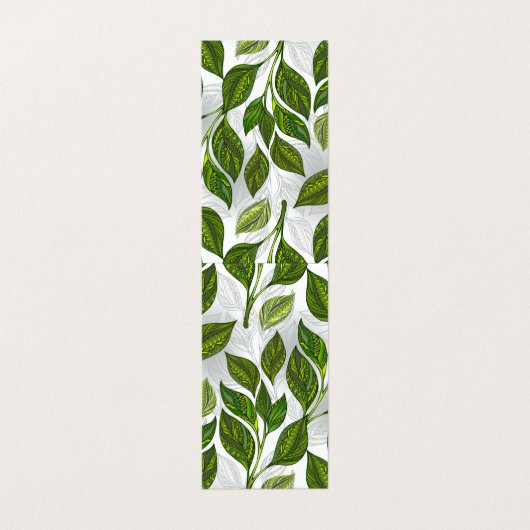 Nahtloses Muster mit Blätter aus grünem Tee Visitenkarten (Außenseite Aufgefaltet)