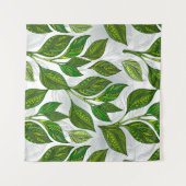 Nahtloses Muster mit Blätter aus grünem Tee Wandteppich (Vorderseite (Horizontal))
