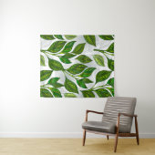 Nahtloses Muster mit Blätter aus grünem Tee Wandteppich (Beispiel (Horizontal))