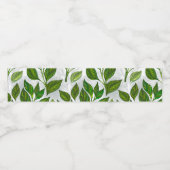 Nahtloses Muster mit Blätter aus grünem Tee Wasserflaschenetikett (Einzelnes Label)