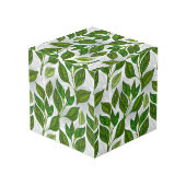 Nahtloses Muster mit Blätter aus grünem Tee Würfel (Rückseite Schrägansicht)