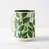 Nahtloses Muster mit Blätter aus grünem Tee Zweifarbige Tasse (Vorderseite Links)