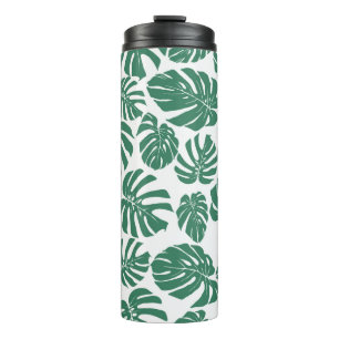 Nahtloses Muster mit Blätter von Monstera. Decorat Thermosbecher