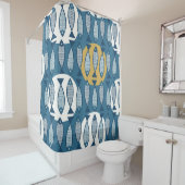 Nahtloses Muster mit blauem Fisch, von Skandi insp Duschvorhang (Beispiel)