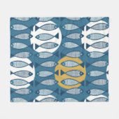 Nahtloses Muster mit blauem Fisch, von Skandi insp Fleecedecke (Vorderseite (Horizontal))