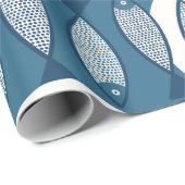 Nahtloses Muster mit blauem Fisch, von Skandi insp Geschenkpapier (Rolleneckpunkt)