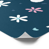 Nahtloses Muster mit blauen Sommerferien auf dunkl Poster (Ecke)