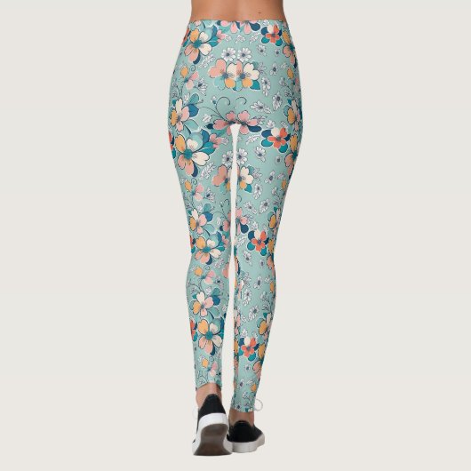 Nahtloses Muster mit Blume Leggings (Rückseite)