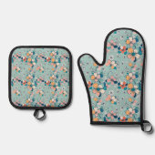 Nahtloses Muster mit Blume Ofenhandschuh & Topflappen-Set (Vorderseite)