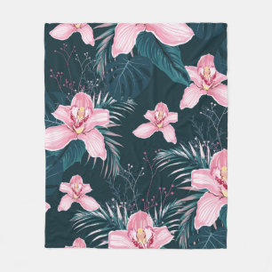Nahtloses Muster mit Blume Orchid, farbenfroh tro Fleecedecke