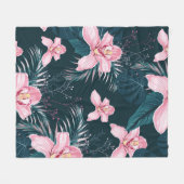 Nahtloses Muster mit Blume Orchid, farbenfroh tro Fleecedecke (Vorderseite (Horizontal))