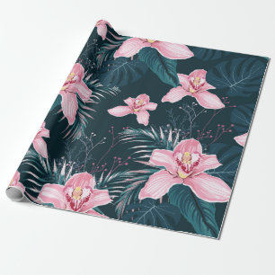 Nahtloses Muster mit Blume Orchid, farbenfroh tro Geschenkpapier
