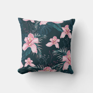 Nahtloses Muster mit Blume Orchid, farbenfroh tro Kissen
