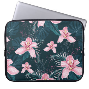 Nahtloses Muster mit Blume Orchid, farbenfroh tro Laptopschutzhülle
