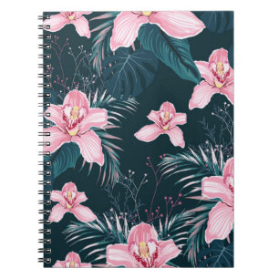 Nahtloses Muster mit Blume Orchid, farbenfroh tro Notizblock
