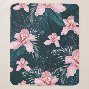 Nahtloses Muster mit Blume Orchid, farbenfroh tro Sherpadecke