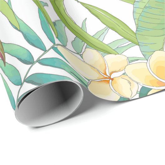 Nahtloses Muster mit Blume Plumeria, Blätter und Geschenkpapier (Rolleneckpunkt)