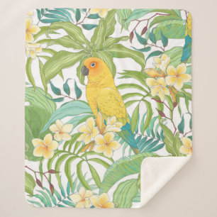 Nahtloses Muster mit Blume Plumeria, Blätter und  Sherpadecke