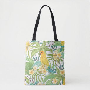 Nahtloses Muster mit Blume Plumeria, Blätter und  Tasche