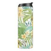 Nahtloses Muster mit Blume Plumeria, Blätter und Thermosbecher (Nach links gedreht)