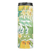 Nahtloses Muster mit Blume Plumeria, Blätter und Thermosbecher (Rückseite)