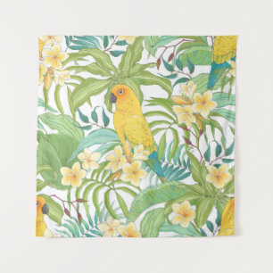 Nahtloses Muster mit Blume Plumeria, Blätter und  Wandteppich
