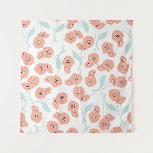 Nahtloses Muster mit Blume und Blumenelementen, Wandteppich (Vorderseite)