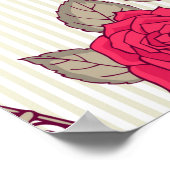 Nahtloses Muster mit Blume und Vogelkäfigen. Rose Poster (Ecke)