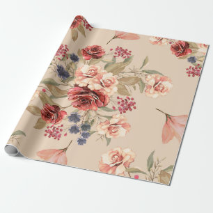 Nahtloses Muster mit Blumen und Blättern. Florales Geschenkpapier