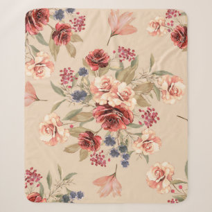 Nahtloses Muster mit Blumen und Blättern. Florales Sherpadecke