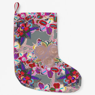 Nahtloses Muster mit Blumenmotiv. Nahtloses Pflast Kleiner Weihnachtsstrumpf