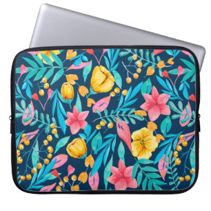 Nahtloses Muster mit botanischen Elementen. Waterc Laptopschutzhülle