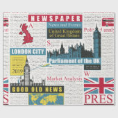  Nahtloses Muster mit britischen oder Londoner Zei Geschenkpapier (Flach)