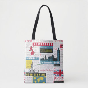 nahtloses Muster mit britischer oder Londoner Zeit Tasche