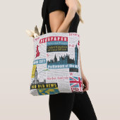 nahtloses Muster mit britischer oder Londoner Zeit Tasche (Von Nahem)