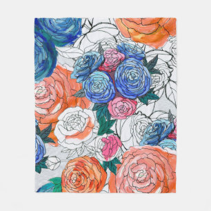 Nahtloses Muster mit bunten Blume Fleecedecke