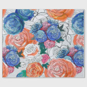 Nahtloses Muster mit bunten Blume Geschenkpapier (Flach)