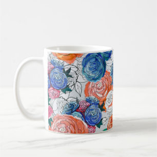 Nahtloses Muster mit bunten Blume Kaffeetasse