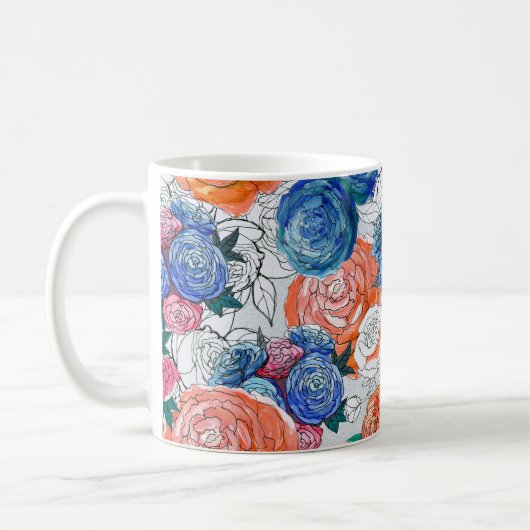 Nahtloses Muster mit bunten Blume Kaffeetasse (Links)