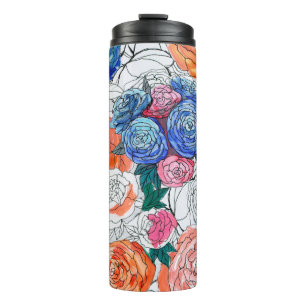 Nahtloses Muster mit bunten Blume Thermosbecher