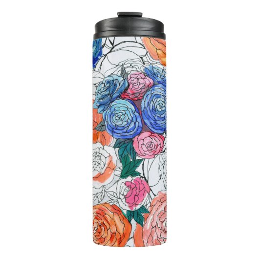 Nahtloses Muster mit bunten Blume Thermosbecher (Vorderseite)