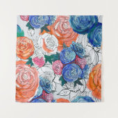 Nahtloses Muster mit bunten Blume Wandteppich (Vorderseite (Horizontal))
