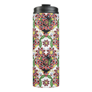 Nahtloses Muster mit bunten Herzen Thermosbecher