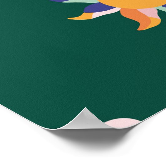 Nahtloses Muster mit bunten Wolken und Poster (Ecke)